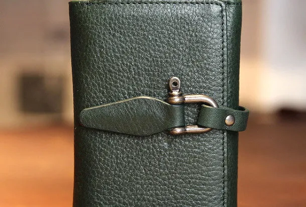 Handmade vintage purse leather wallet billfold wallet coin wallet green beige women