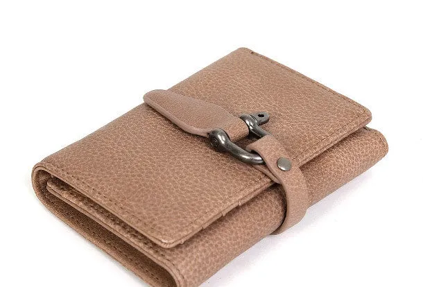 Handmade vintage purse leather wallet billfold wallet coin wallet green beige women