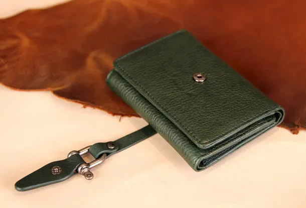 Handmade vintage purse leather wallet billfold wallet coin wallet green beige women