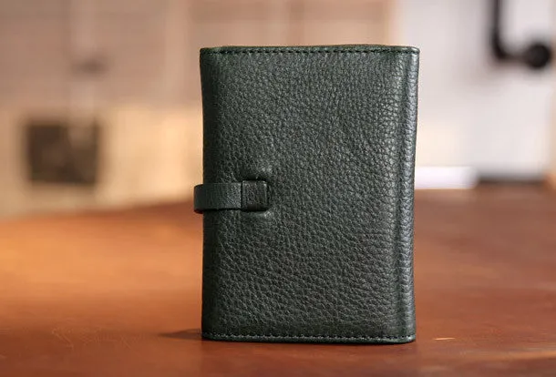 Handmade vintage purse leather wallet billfold wallet coin wallet green beige women