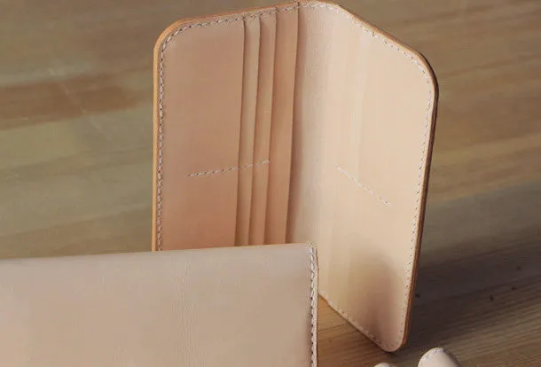 Handmade vintage purse leather wallet long phone wallet clutch wallet beige women men