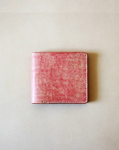 Handmade vintage red cute leather billfold ID card holder bifold wallet for women/lady girl