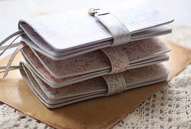 Handmade vintage womens leather long wallet Long bifold wallet for women