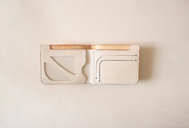 Handmade vintage yellow cute leather billfold ID card holder bifold wallet for women/lady girl