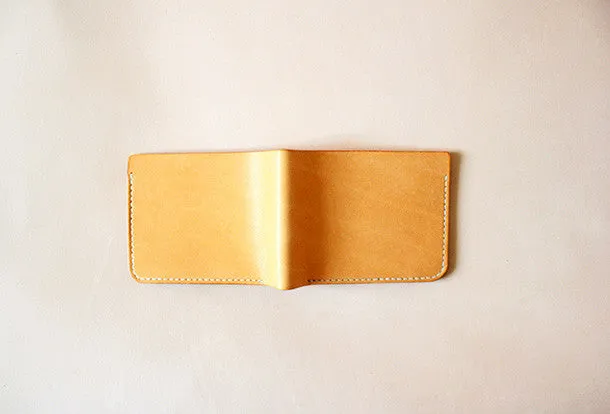 Handmade vintage yellow cute leather billfold ID card holder bifold wallet for women/lady girl