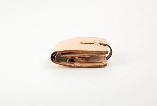 Handmade women billfold leather wallet beige vintage brown navy billfold wallet for her