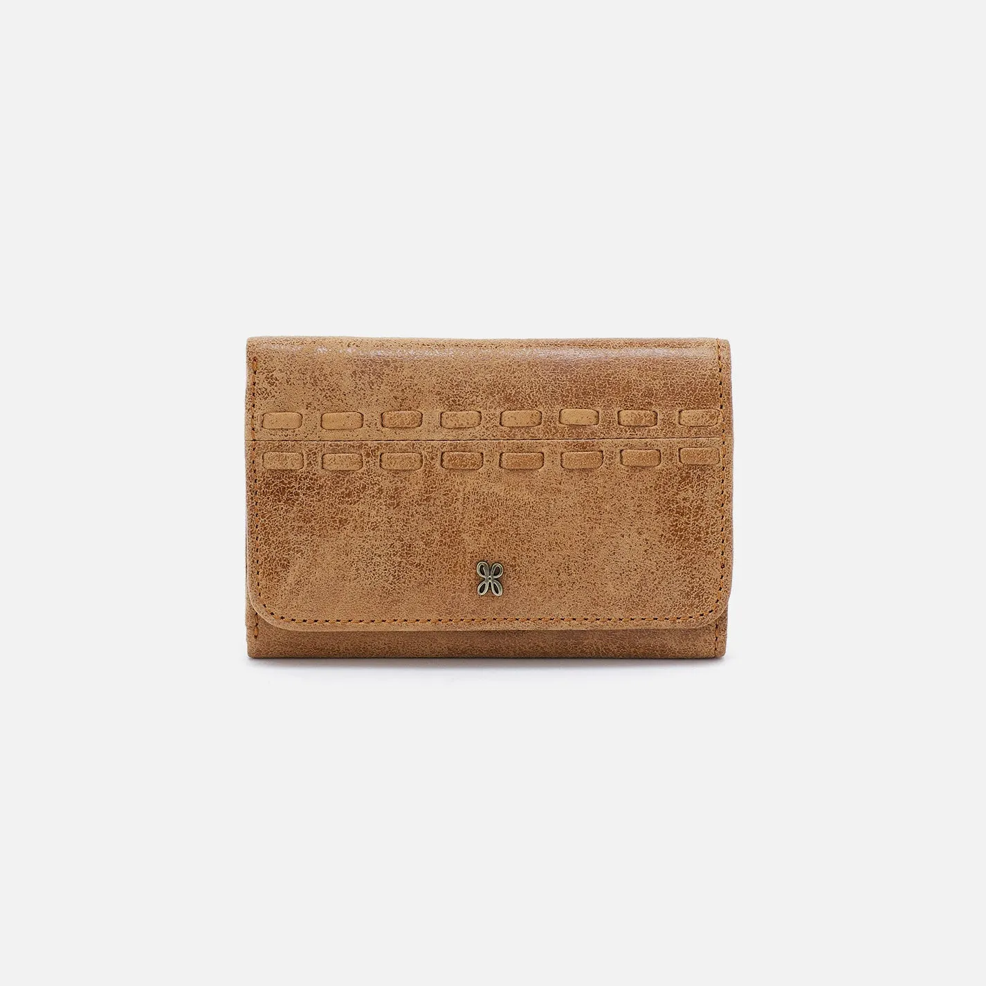 Jill Trifold Wallet In Buffed Leather - Whiskey