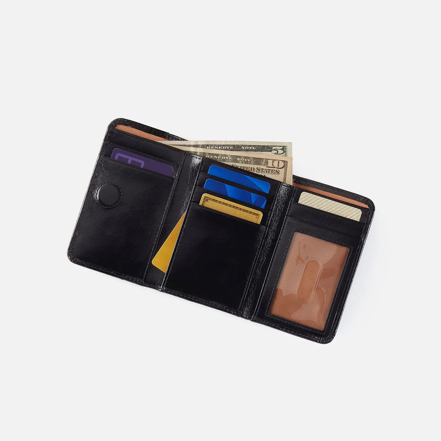 Jill Trifold Wallet In Buffed Leather - Whiskey