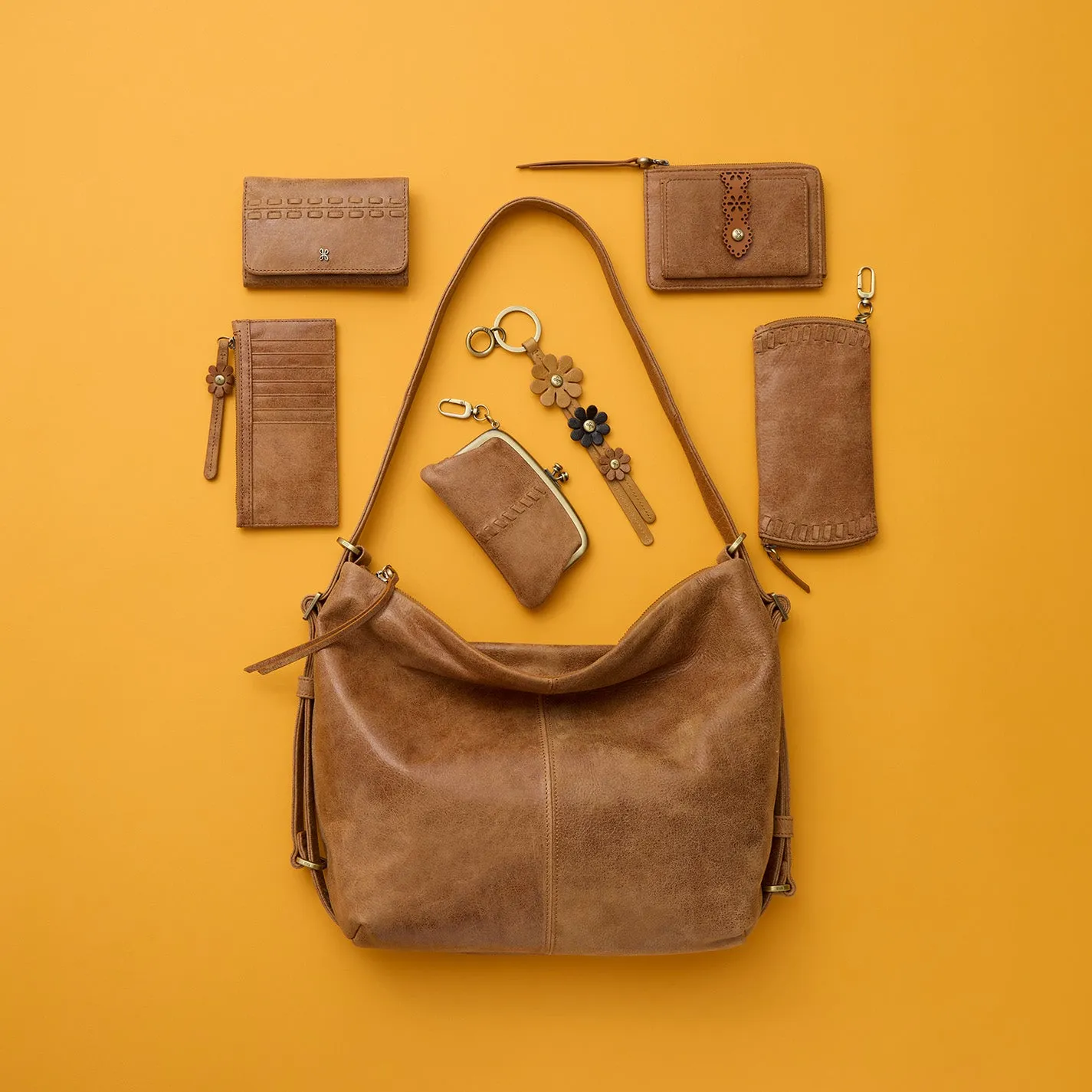 Jill Trifold Wallet In Buffed Leather - Whiskey