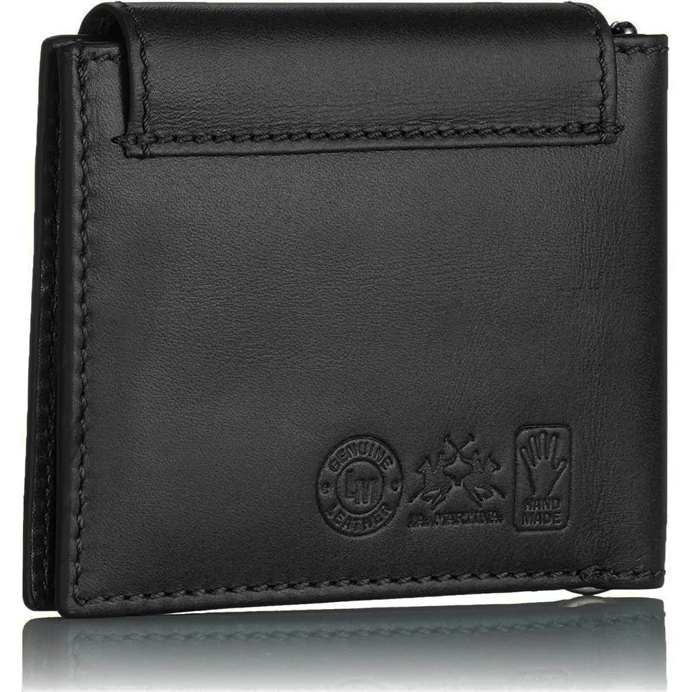 La Martina Black Leather Men Wallet
