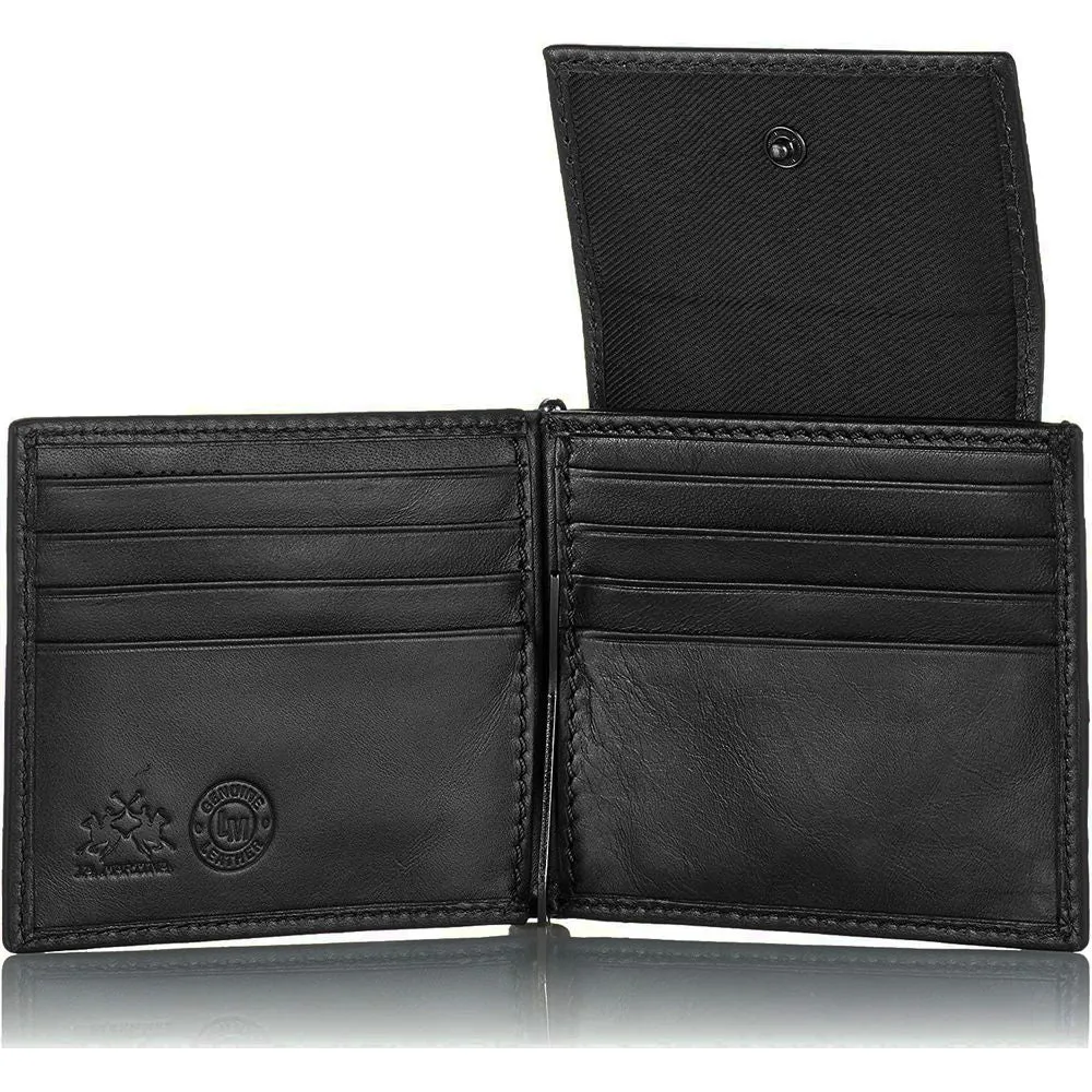 La Martina Black Leather Men Wallet