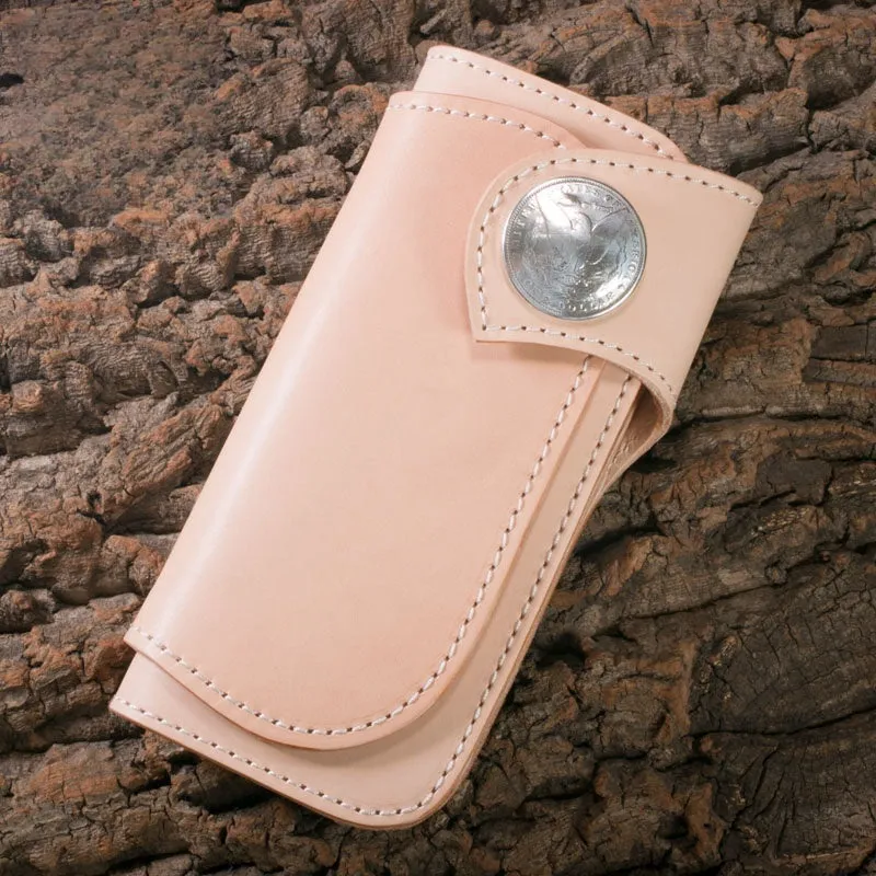 Leather Chain Wallets Handmade Biker Wallet beige Leather Biker Wallet with Chain Bifold Long Wallet for Men