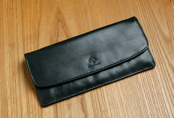Leather Cute Womens Long Slim Wallet Bifold Long Wallet Clutch For Women