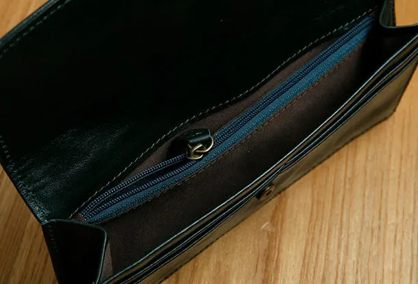 Leather Cute Womens Long Slim Wallet Bifold Long Wallet Clutch For Women