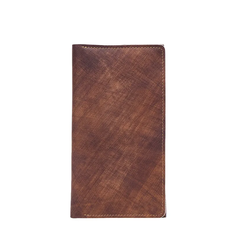 Leather Long Wallet for Men Vintage Bifold Wallet Passport Travel Wallet