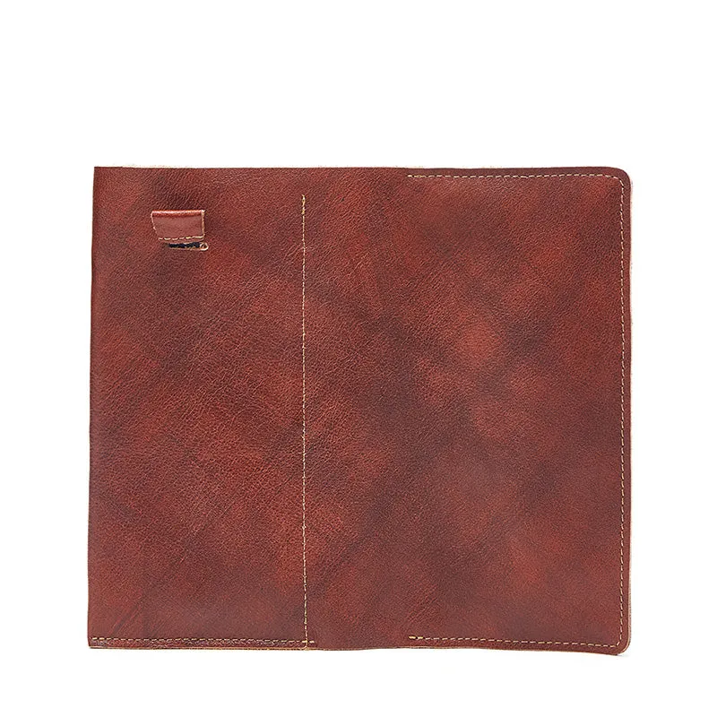 Leather Long Wallet for Men Vintage Bifold Wallet Passport Travel Wallet