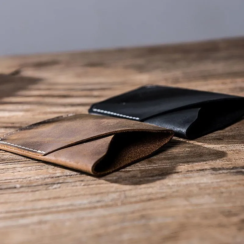 Leather Men Slim Small Card Wallet Change Small Wallet for Men