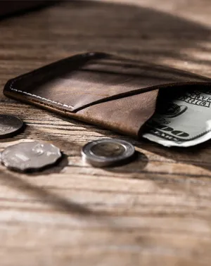 Leather Men Slim Small Card Wallet Change Small Wallet for Men