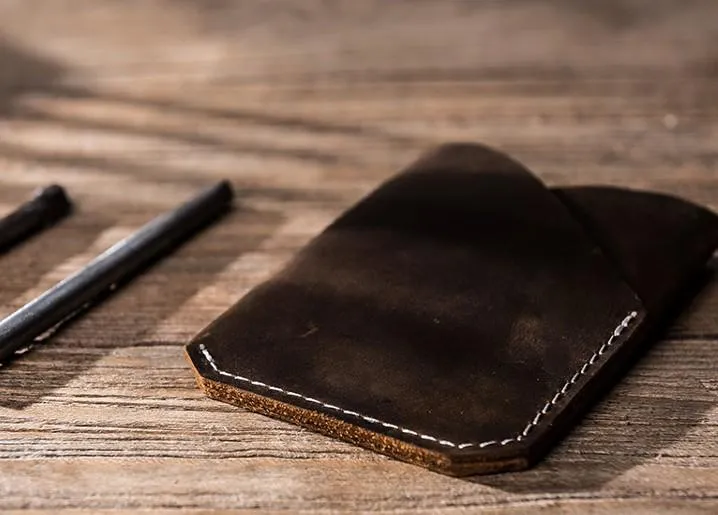 Leather Men Slim Small Card Wallet Change Small Wallet for Men