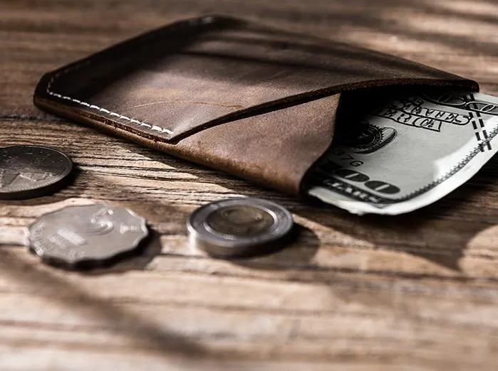 Leather Men Slim Small Card Wallet Change Small Wallet for Men