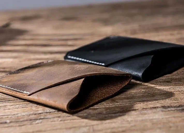 Leather Men Slim Small Card Wallet Change Small Wallet for Men
