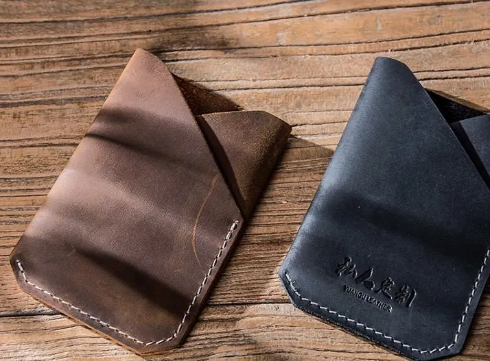 Leather Men Slim Small Card Wallet Change Small Wallet for Men