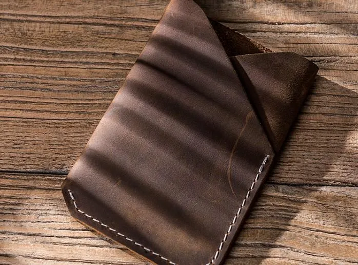 Leather Men Slim Small Card Wallet Change Small Wallet for Men