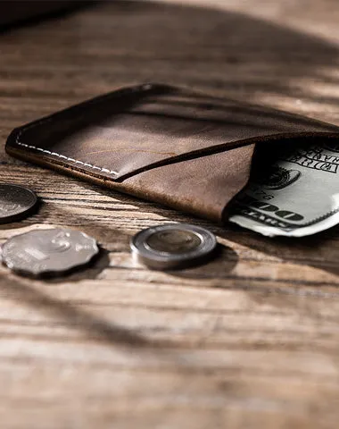 Leather Men Slim Small Card Wallet Change Small Wallet for Men