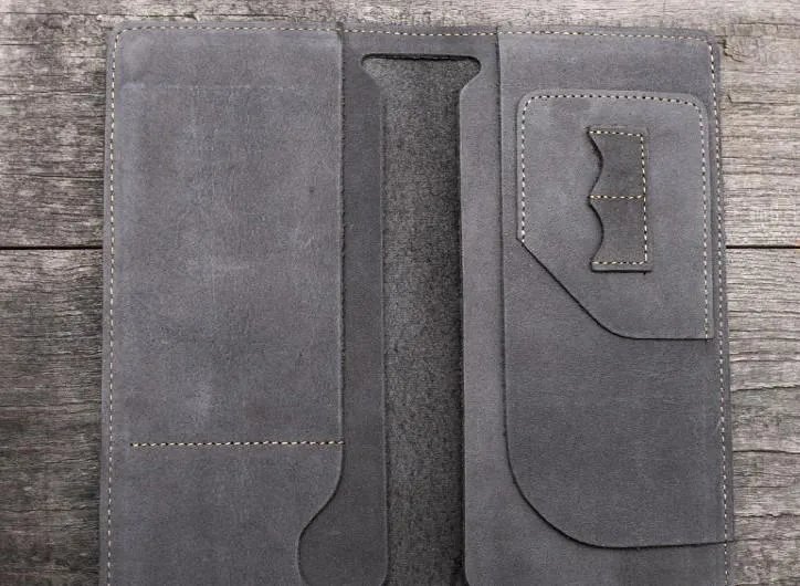 Leather Men Travel Wallet Passport Wallets Bifold Long Wallets for Men