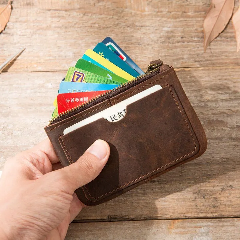 Leather Mens Card Holders Slim Front Pocket Wallet Coin Wallet for Men