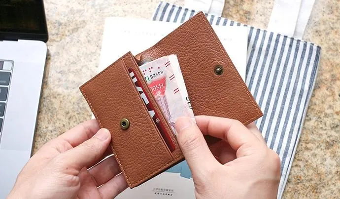 Leather Mens Card Wallet Front Pocket Wallet Small Slim Wallets Change Wallet for Men