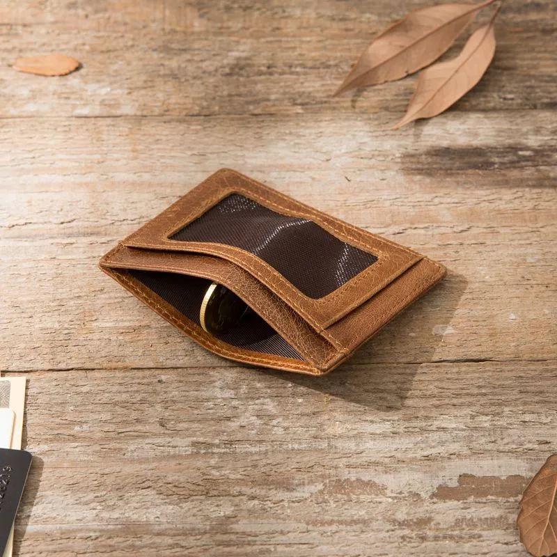 Leather Mens Slim Card Holder Front Pocket Wallets Card Wallet for Men