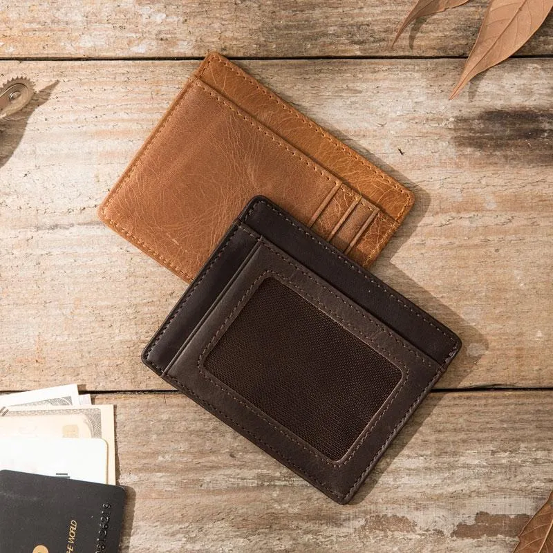 Leather Mens Slim Card Holder Front Pocket Wallets Card Wallet for Men
