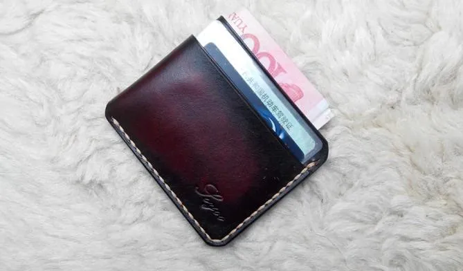 Leather Mens Slim Front Pocket Wallets Dark Brown Leather Cards Wallet for Men