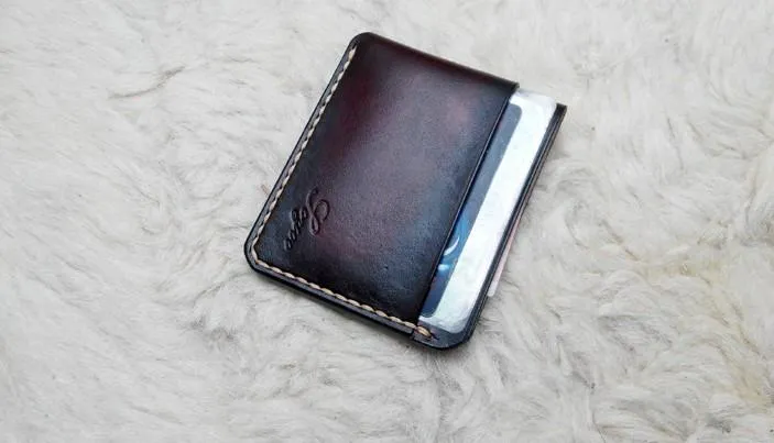 Leather Mens Slim Front Pocket Wallets Dark Brown Leather Cards Wallet for Men