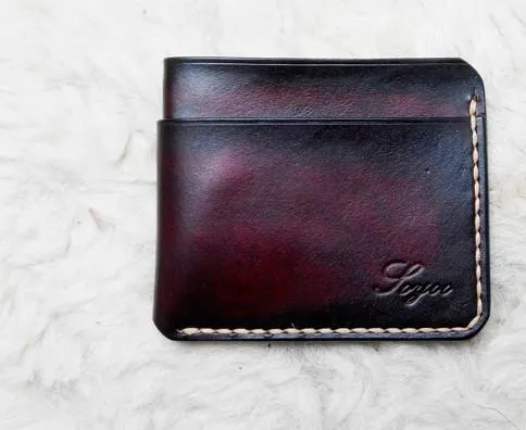 Leather Mens Slim Front Pocket Wallets Dark Brown Leather Cards Wallet for Men