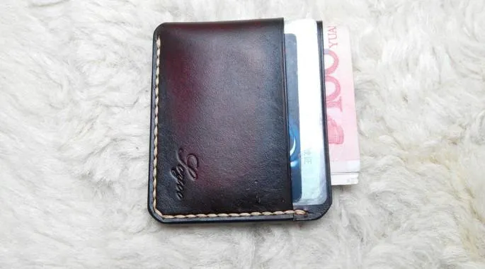 Leather Mens Slim Front Pocket Wallets Dark Brown Leather Cards Wallet for Men