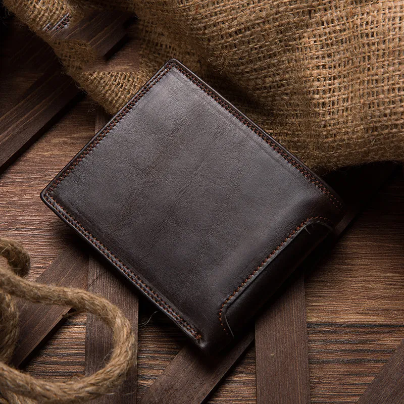 Leather Slim Small Mens Wallet Bifold billfold Wallet for Men