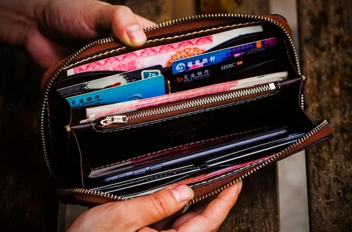 Leather Tooled Carp Mens Chain Wallets Biker Wallets Cool Leather Wallet Long Wallets for Men