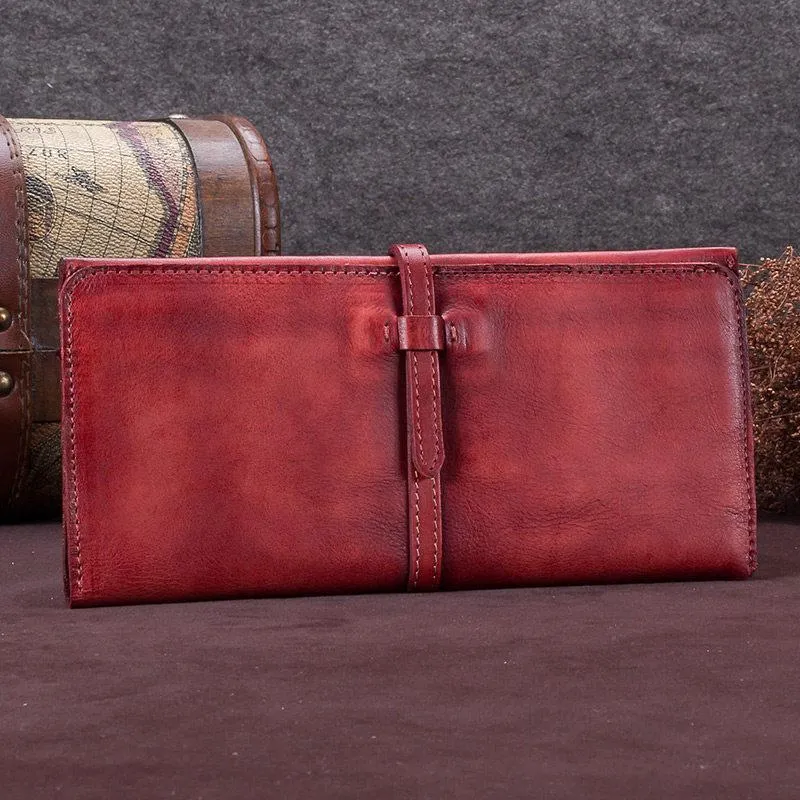 Leather WOmens Brown Checkbook Wallet Long Wallet Womens Green Leather Wallet for Ladies