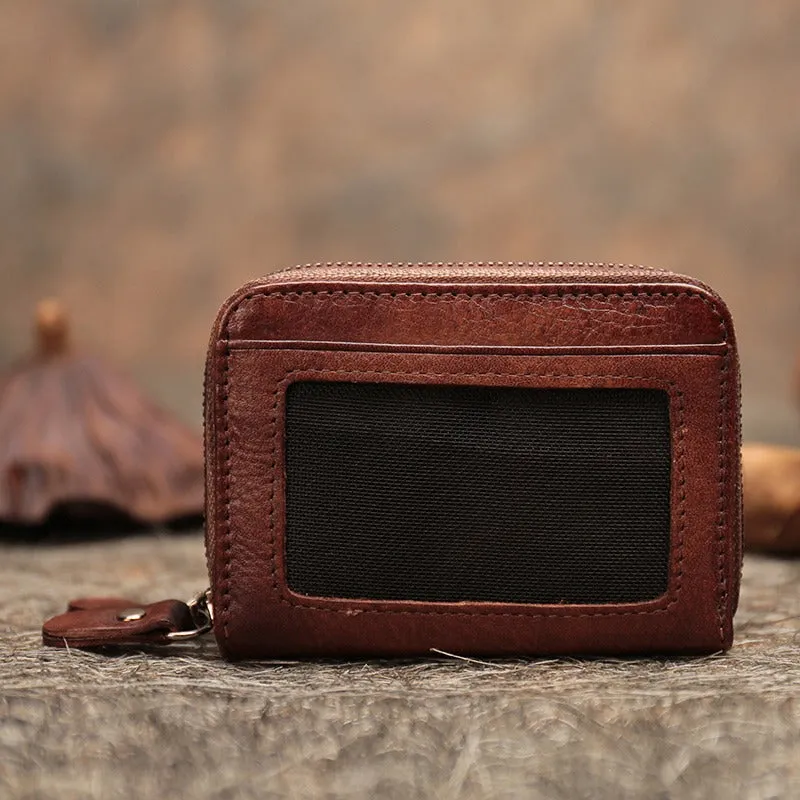 Leather Zipper Card Wallets Cute Small Women Double Zip Card Wallet For Ladies