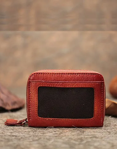Leather Zipper Card Wallets Cute Small Women Double Zip Card Wallet For Ladies