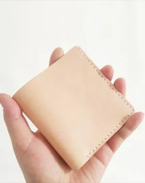 Light Beige Handmade Mens Bifold Leather Small Wallets billfold Card Wallet for Men
