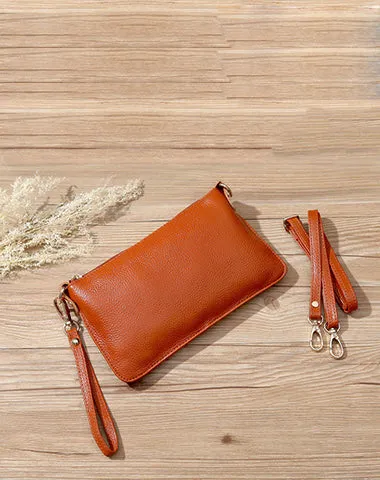 Light Gray Leather Wristlet Wallet Womens Small Minimalist Shoulder Purse Zip Crossbody Purse Slim Shoulder Bag for Women