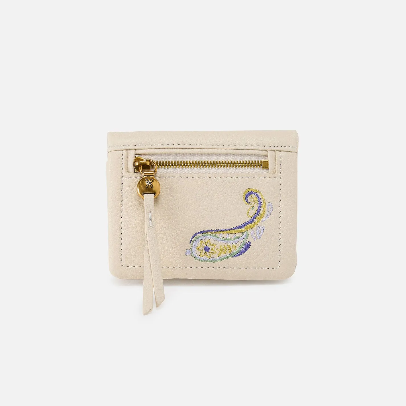 Lumen Mini Wallet In Pebbled Leather - Embroidered Birch