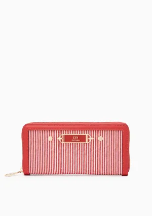 Marina Strip Long Wallet Red