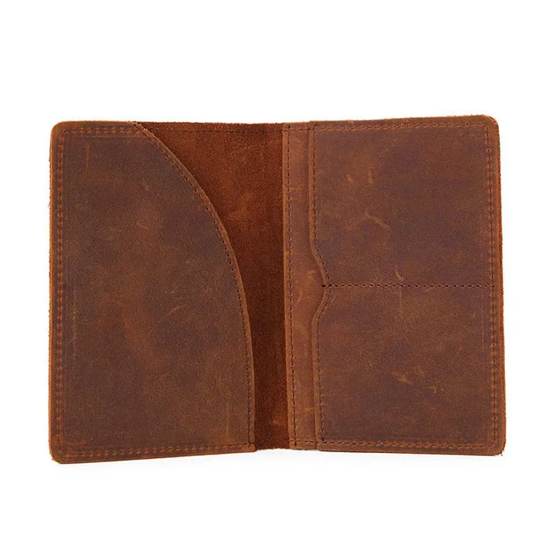 Mens Slim Leather Passport Wallet Bifold Long Passport Wallet Travel Wallet For Men