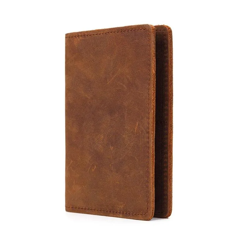 Mens Slim Leather Passport Wallet Bifold Long Passport Wallet Travel Wallet For Men