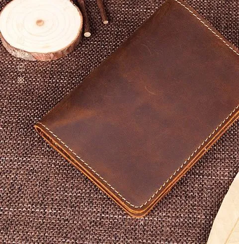 Mens Slim Leather Passport Wallet Bifold Long Passport Wallet Travel Wallet For Men