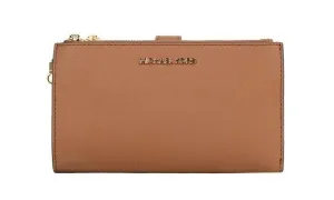 Michael Kors Jet Set Travel Luggage Leather Large Double Zip Wristlet Wallet